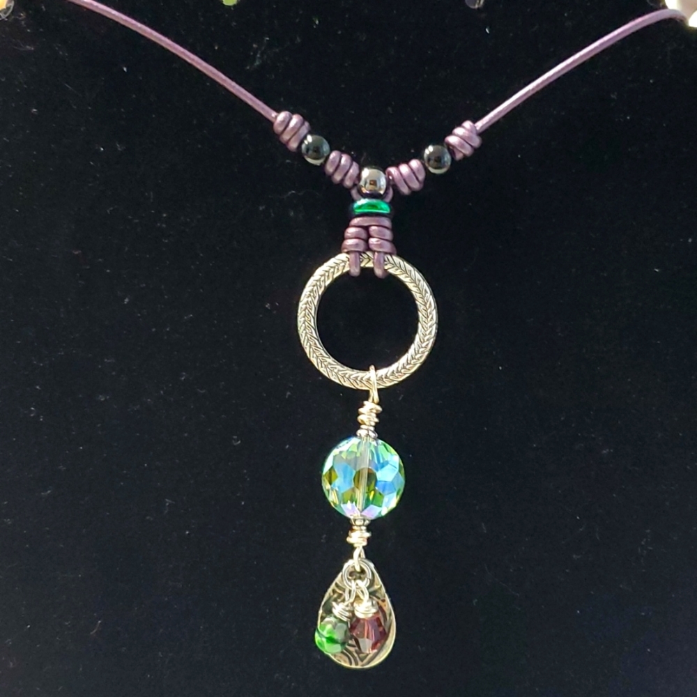Purple Leather Long Necklace!